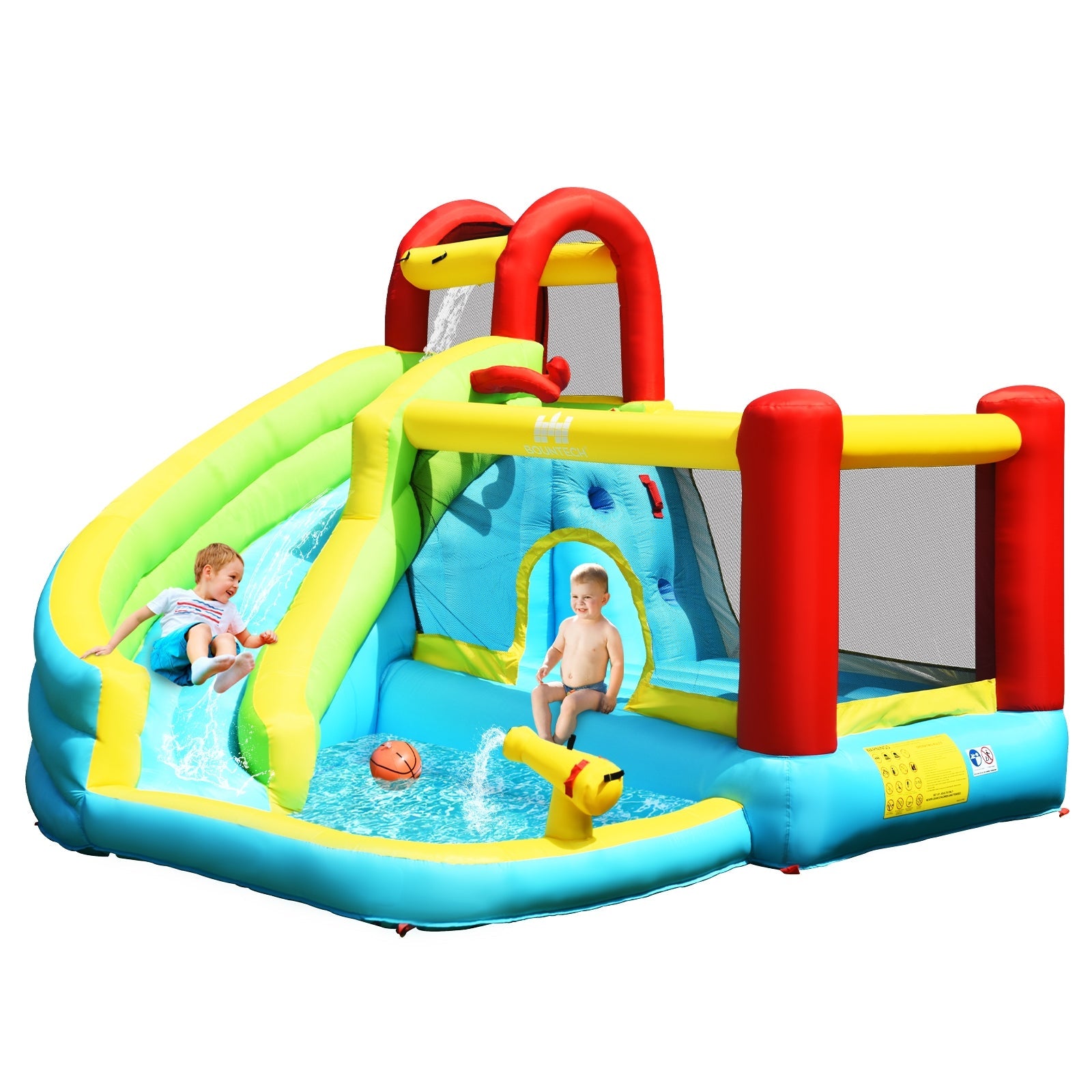 6-in-1 Inflatable Water Slide Bounce House & Jumping Castle Water Park without Blower