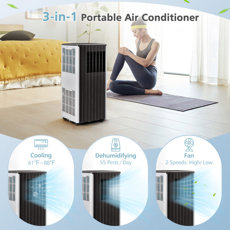 10000 BTU 3-in-1 Portable Air Conditioner Cools 350 Sq.Ft with Dehumidifier