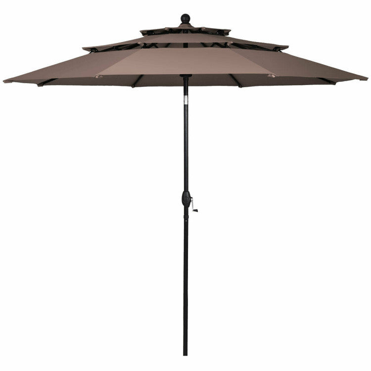 10-Feet 3-Tier Patio Umbrella Outdoor Canopy with Double Vented for Pool