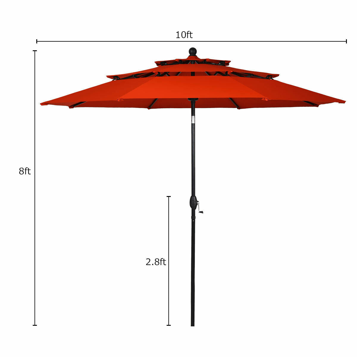 10-Feet 3-Tier Patio Umbrella Outdoor Canopy with Double Vented for Pool