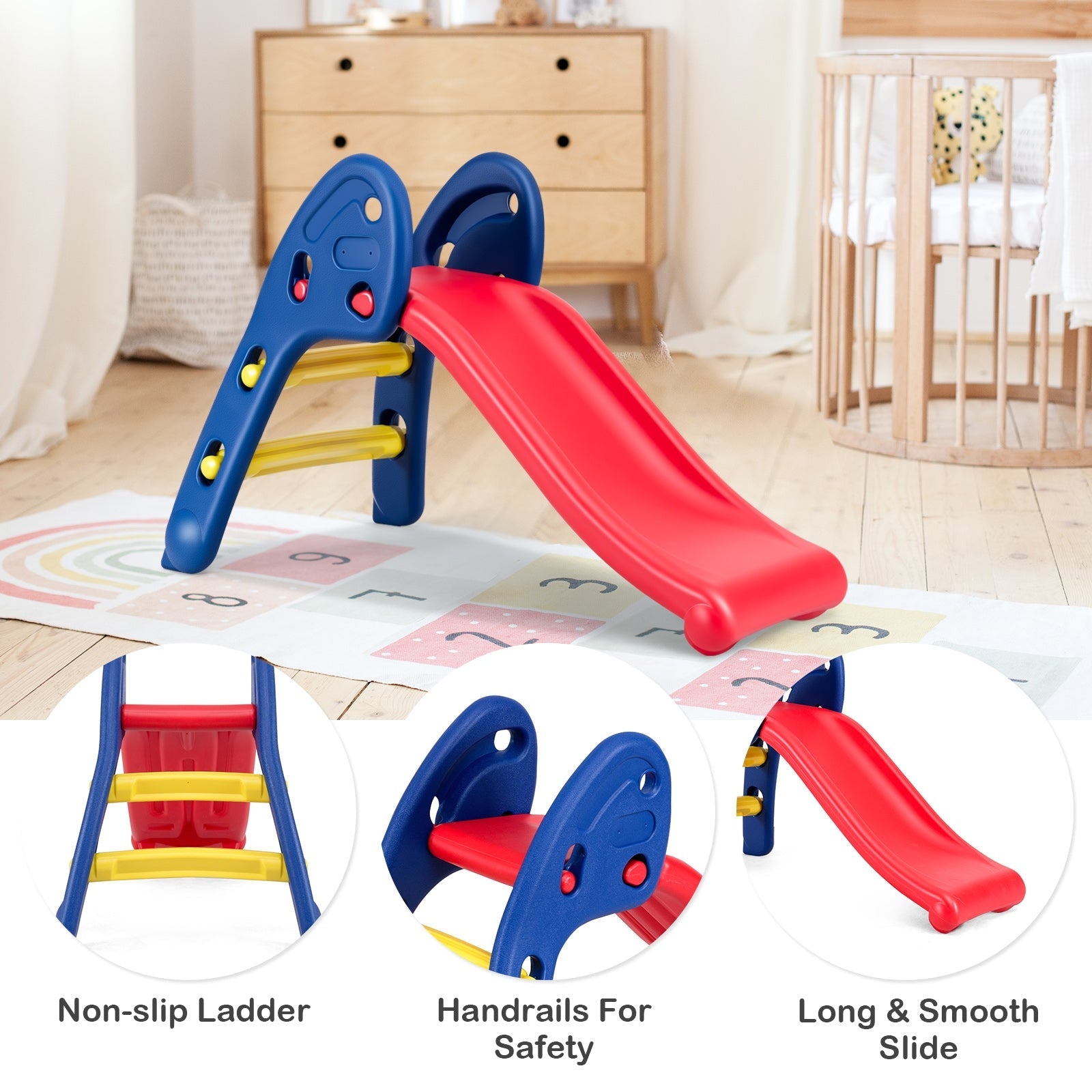 2-step Folding Plastic Toy Slide for Kids