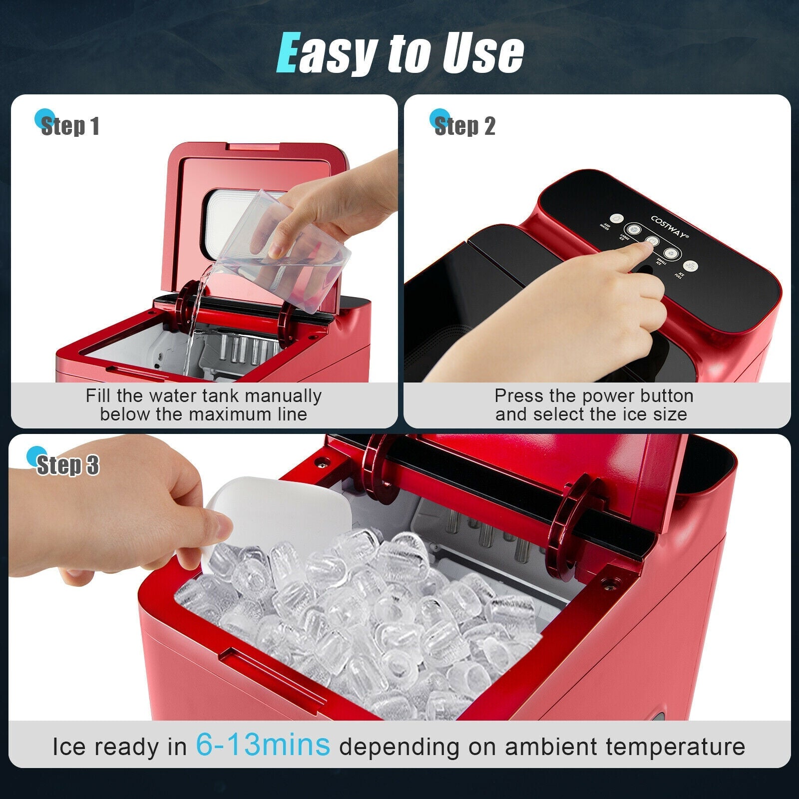 Ice Maker with Auto-Cleaning for Party, RV and Kitchen