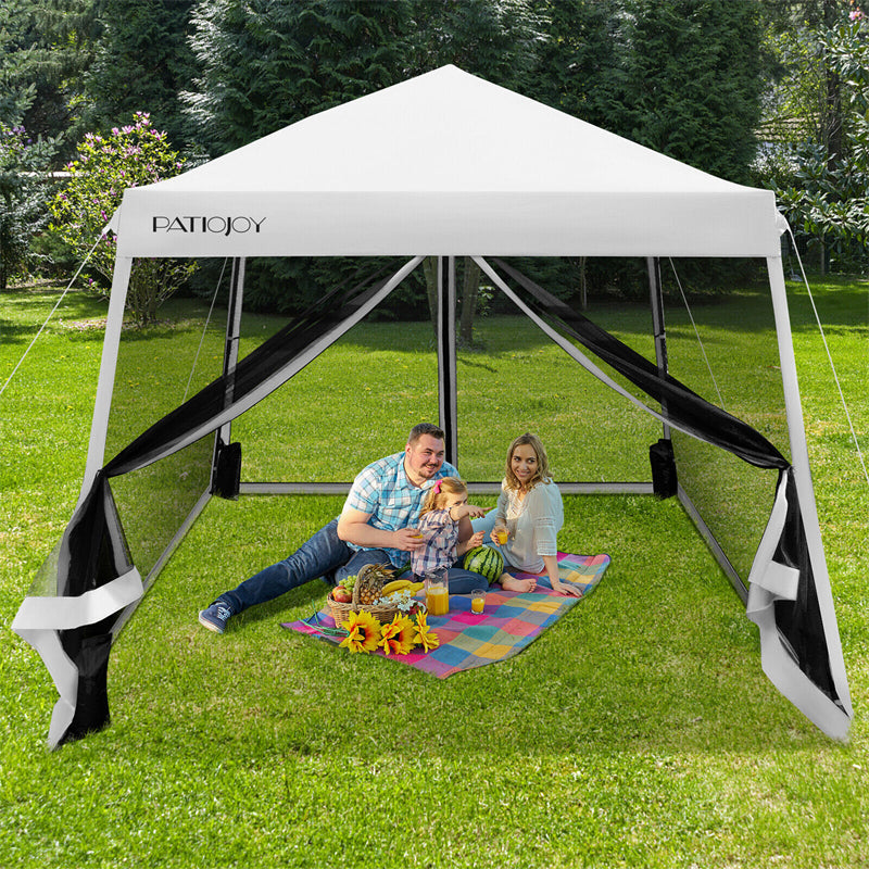 10x10 FT Outdoor Pop Up Canopy Patio Instant Canopy Tent with Netting Mesh Sidewalls & Roller Bag