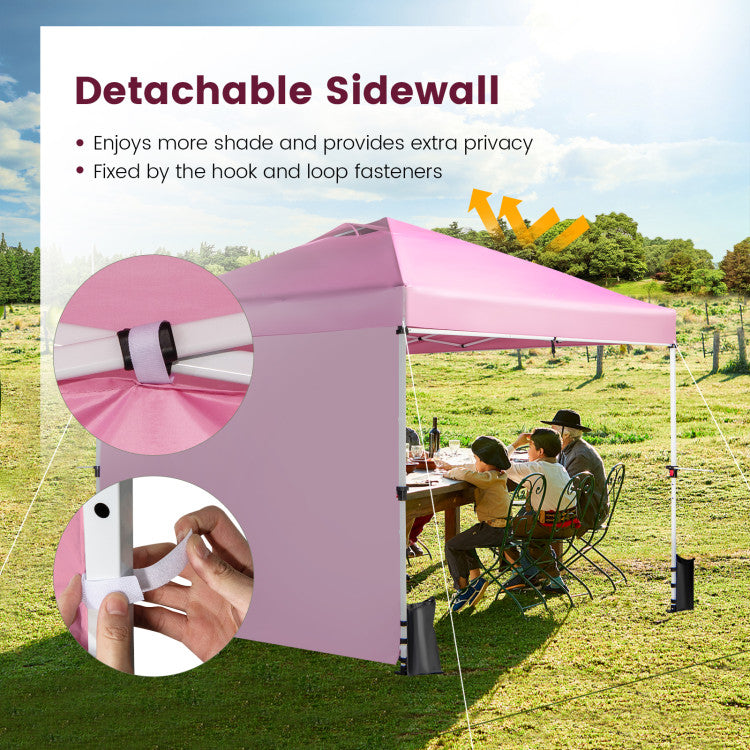 10 x 10 Feet Foldable Commercial Adjustable Pop-up Canopy with Roller Bag and Banner Strip