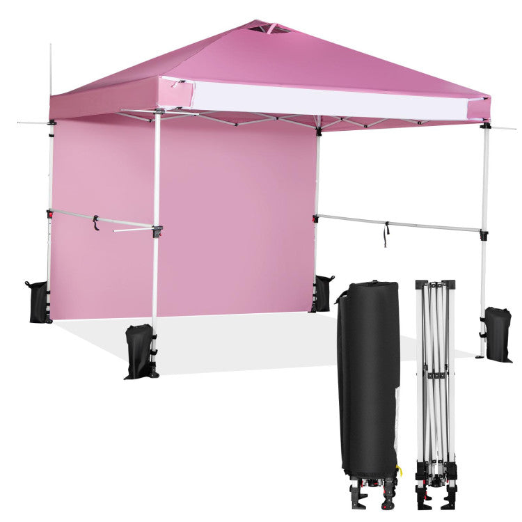 10 x 10 Feet Foldable Commercial Adjustable Pop-up Canopy with Roller Bag and Banner Strip