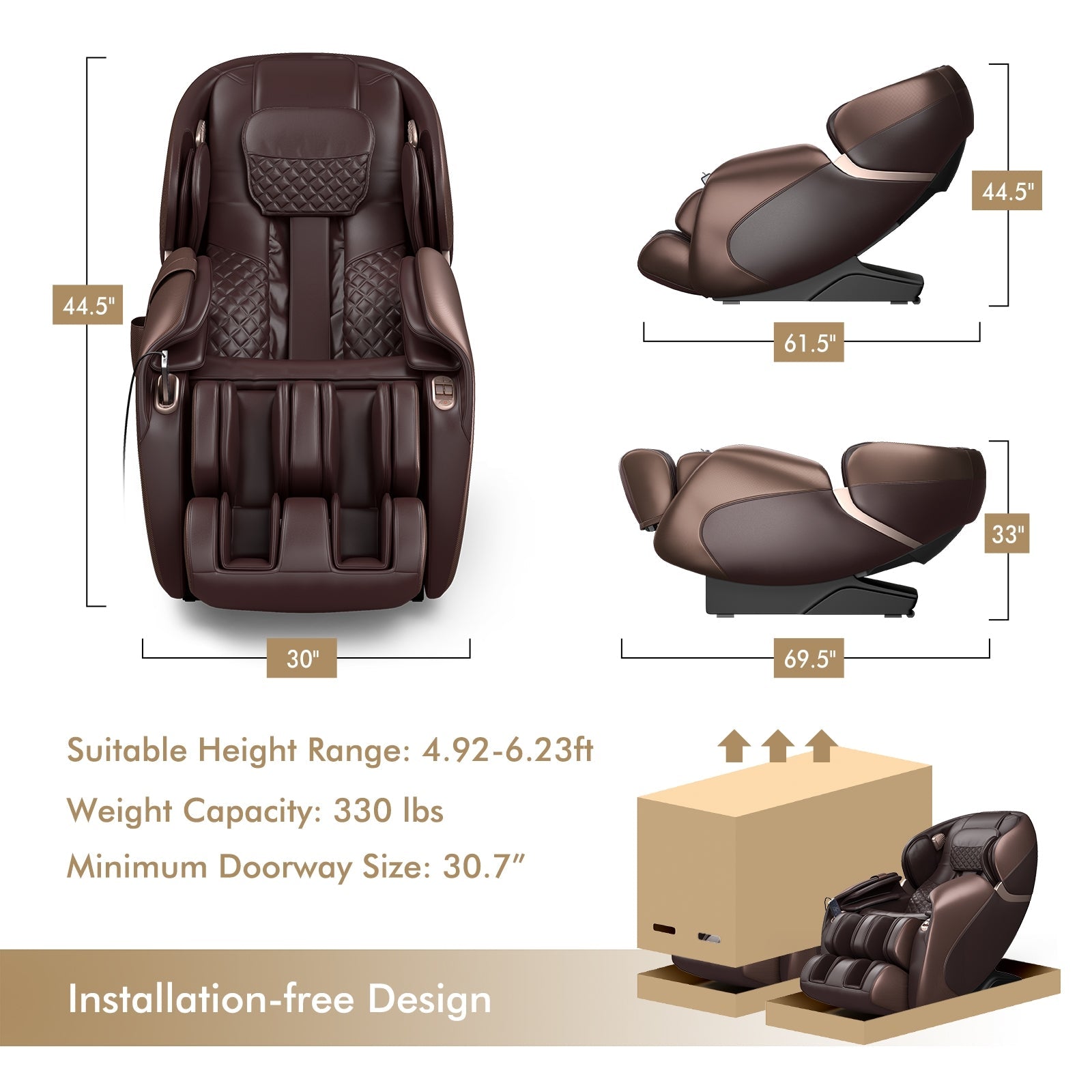 Full Body Zero Gravity Shiatsu Massage Chair with Built-In Heat Therapy System