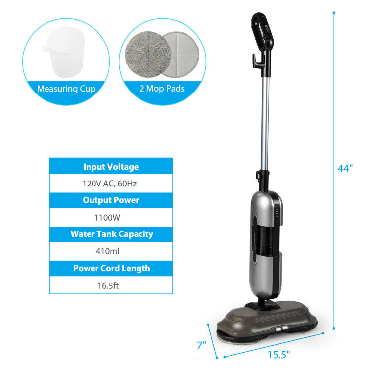 1100W Handheld Detachable Steam Mop with LED Headlights and 3 Adjustable Steam Levels