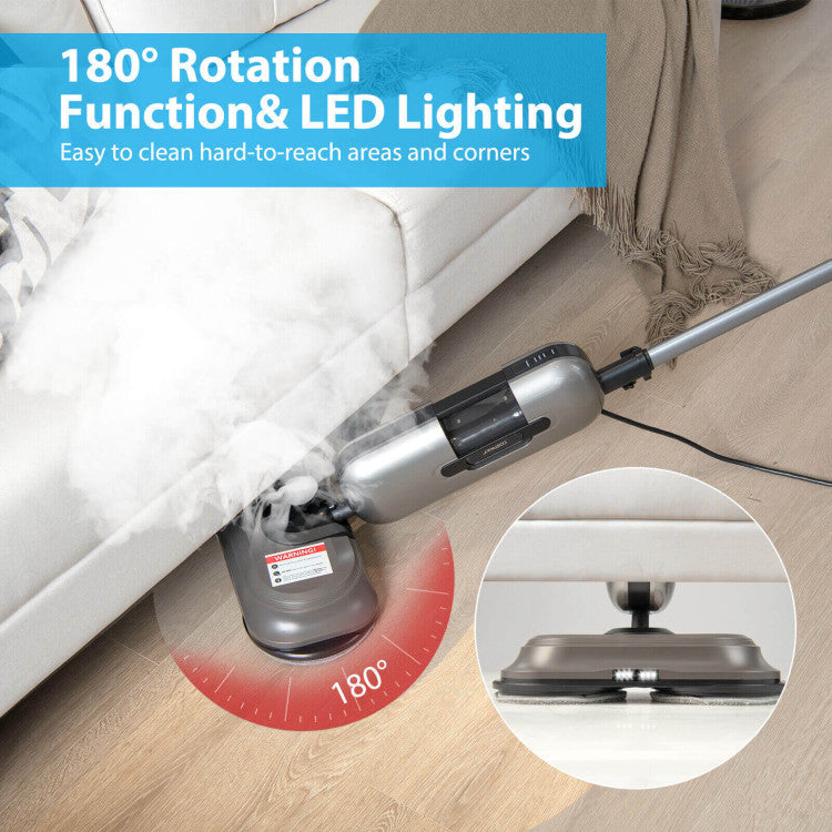 1100W Handheld Detachable Steam Mop with LED Headlights and 3 Adjustable Steam Levels