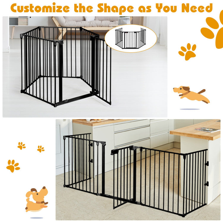 115 Inch Length 5 Panel Adjustable Wide Fireplace Fence Pet Dog Fence