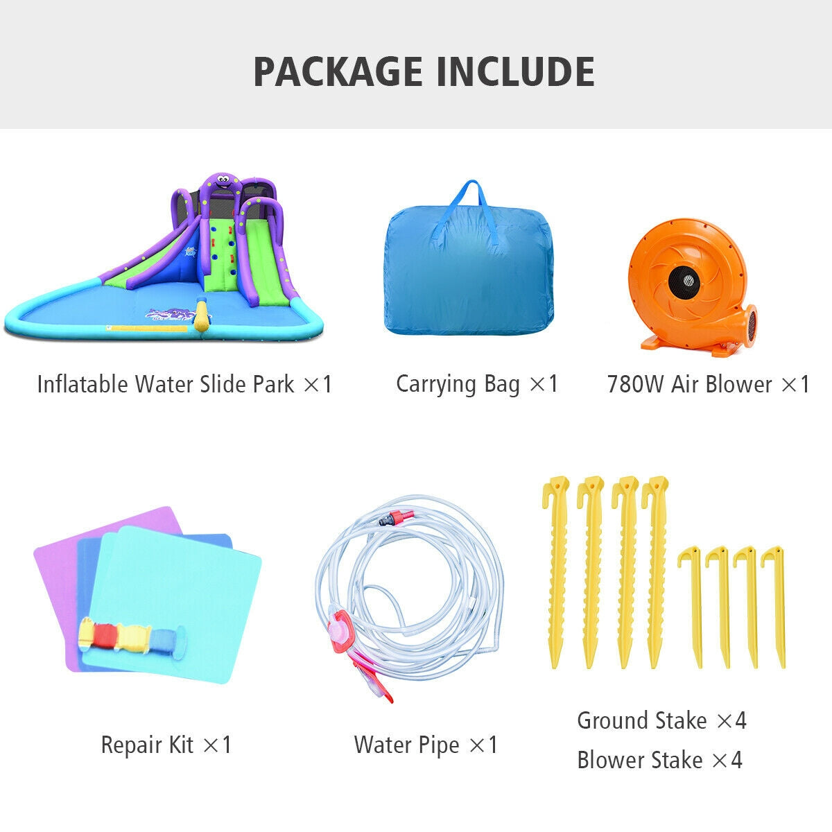 Inflatable Water Park Mighty Bounce House with Pool and 780W Blower