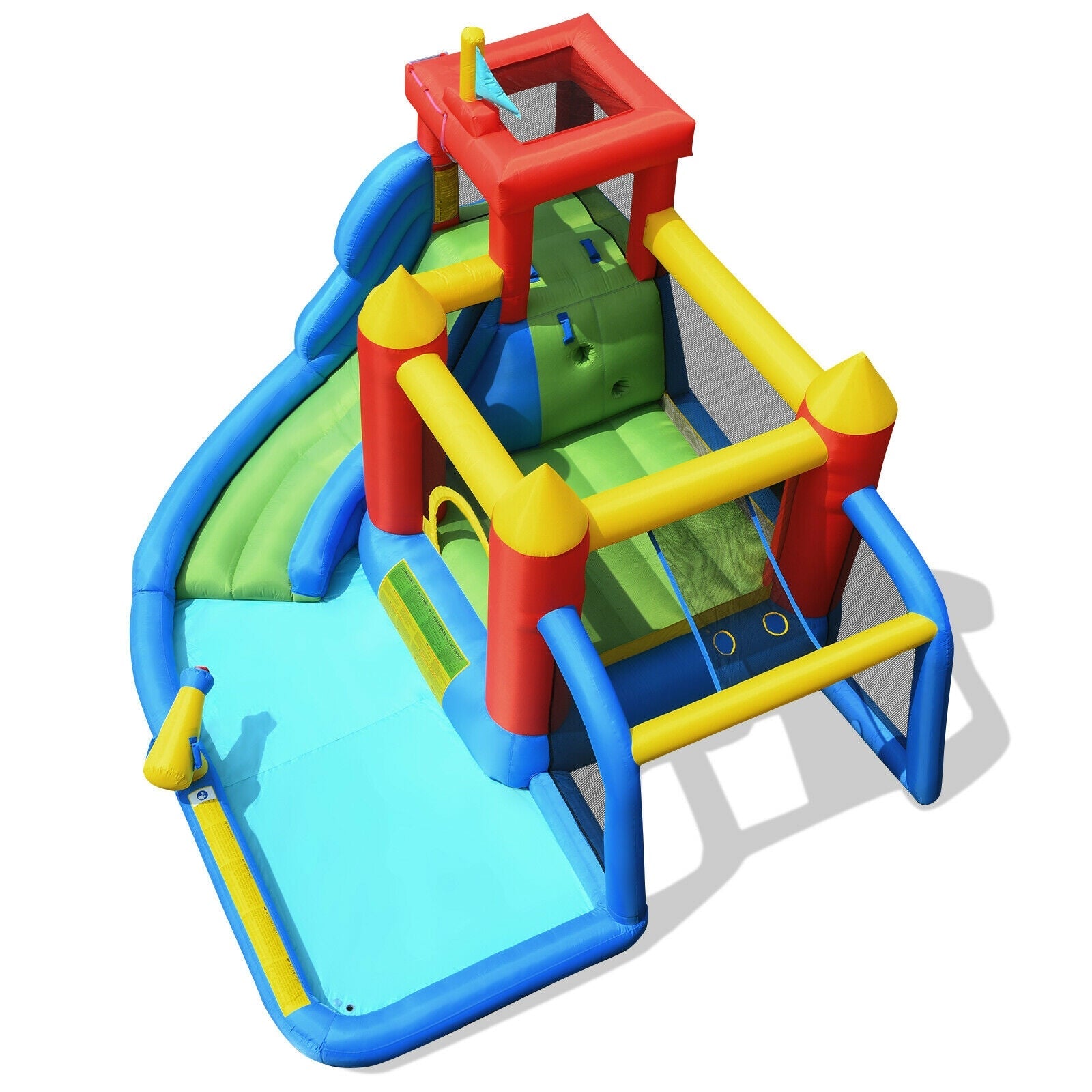 7-in-1 Inflatable Bouncer Bounce House with Water Slide Splash Pool without Blower