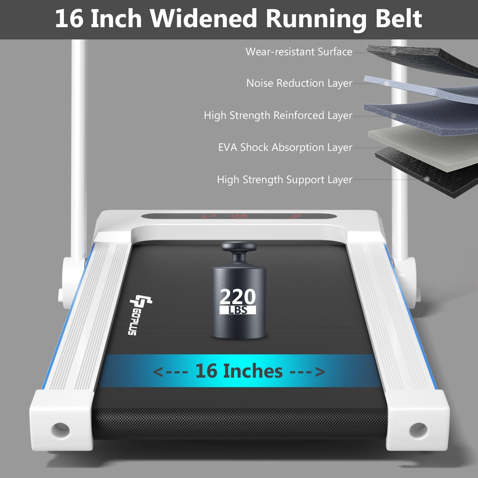 3-in-1 Folding Under Desk Treadmill with Large Desk and LCD Display