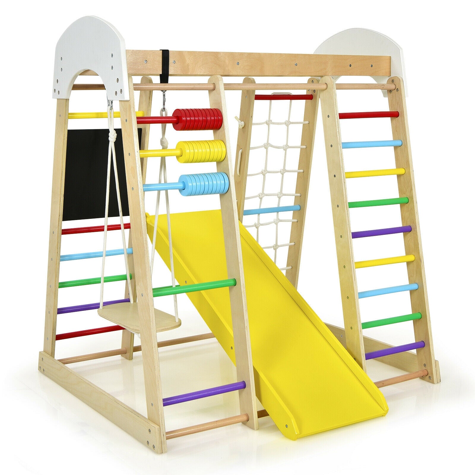 Indoor Playground Climbing Gym Wooden 8 in 1 Climber Playset for Children