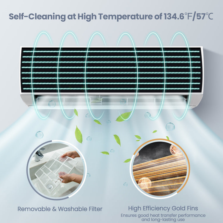 12000 BTU 20 SEER2 115V Ductless Mini Split Air Conditioner with Self-cleaning