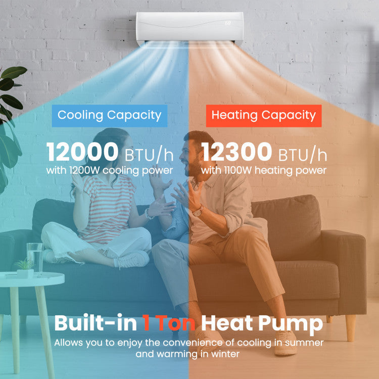 12000 BTU 20 SEER2 115V Ductless Mini Split Air Conditioner with Self-cleaning