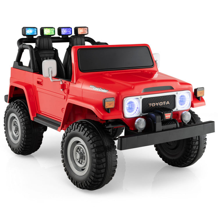 12V 2-Seat Licensed Kids Ride On Toyota FJ40 Car with Seat Belt and Secure Locks