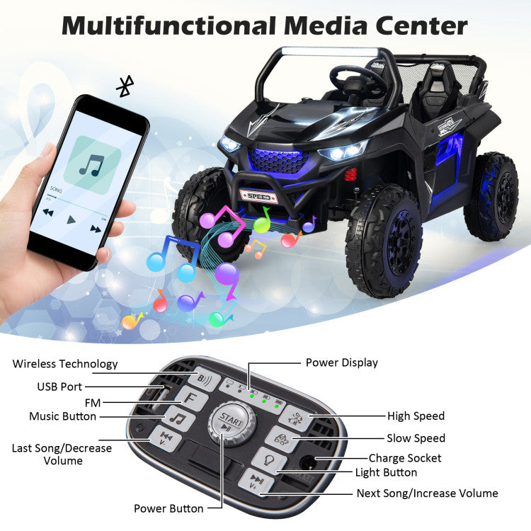 12V 2-Seater Kids Ride on UTV with Slow Start Function and Music Player