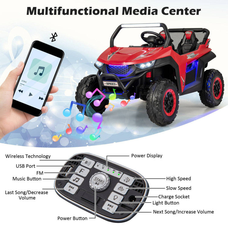 12V 2-Seater Kids Ride on UTV with Slow Start Function and Music Player