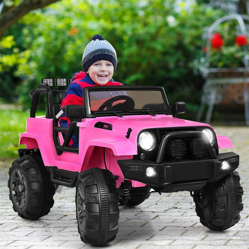 Kids Ride On Truck 12V Battery Powered Electric Car with Remote Control, LED Lights & Double Open Doors