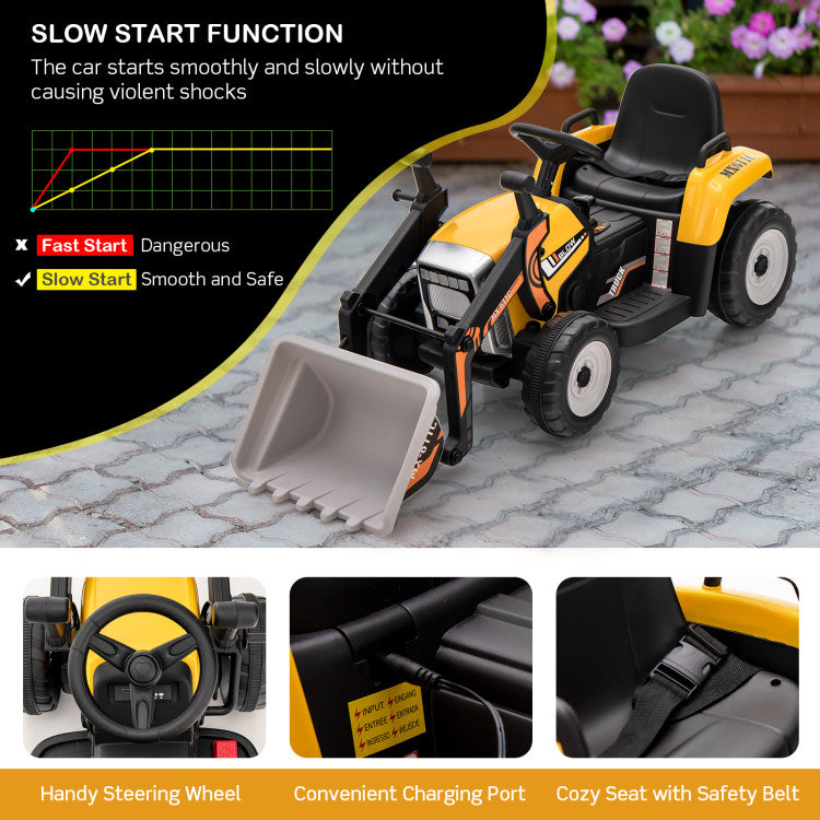 12V Battery Powered Wheels Kids Ride on Excavator with Adjustable Arm and Bucket