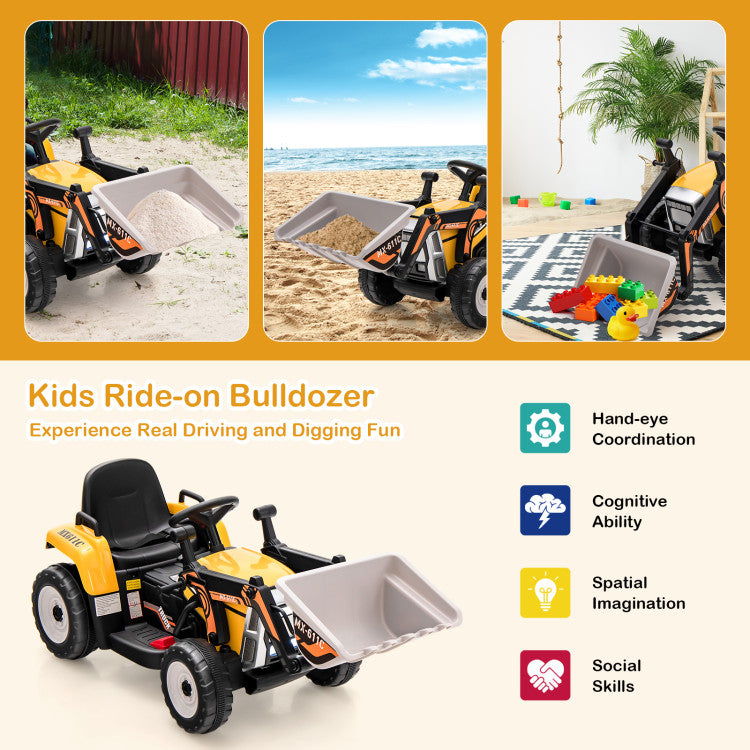 12V Battery Powered Wheels Kids Ride on Excavator with Adjustable Arm and Bucket