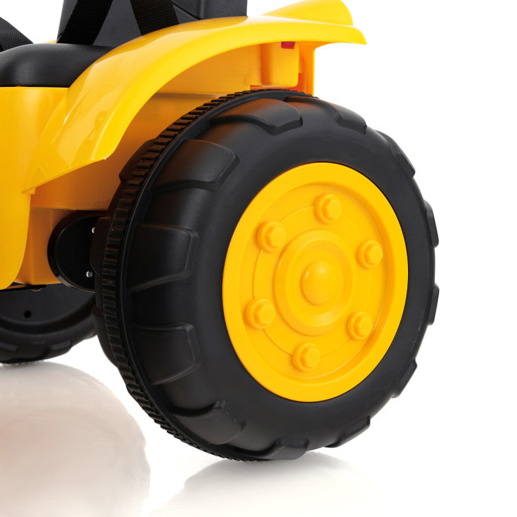 12V Kid's Ride on Excavator with Adjustable Digging Bucket and Remote Control