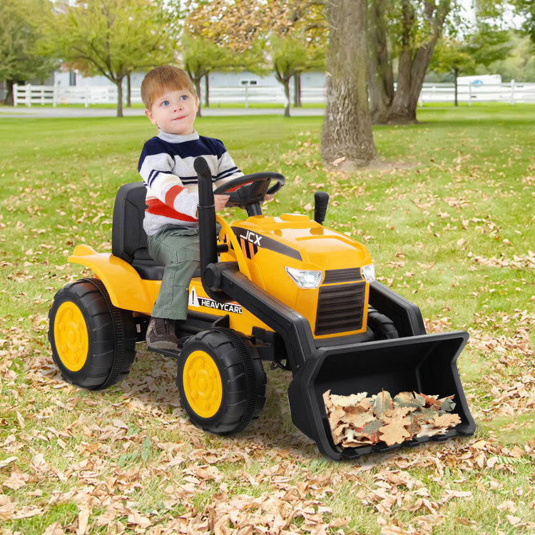 12V Kid's Ride on Excavator with Adjustable Digging Bucket and Remote Control