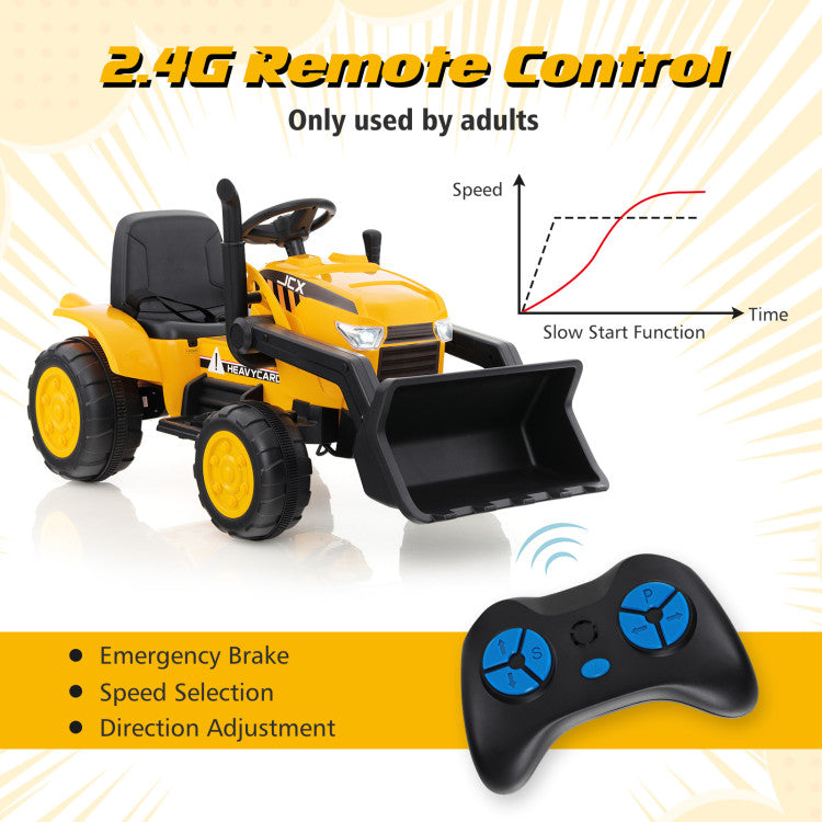 12V Kid's Ride on Excavator with Adjustable Digging Bucket and Remote Control