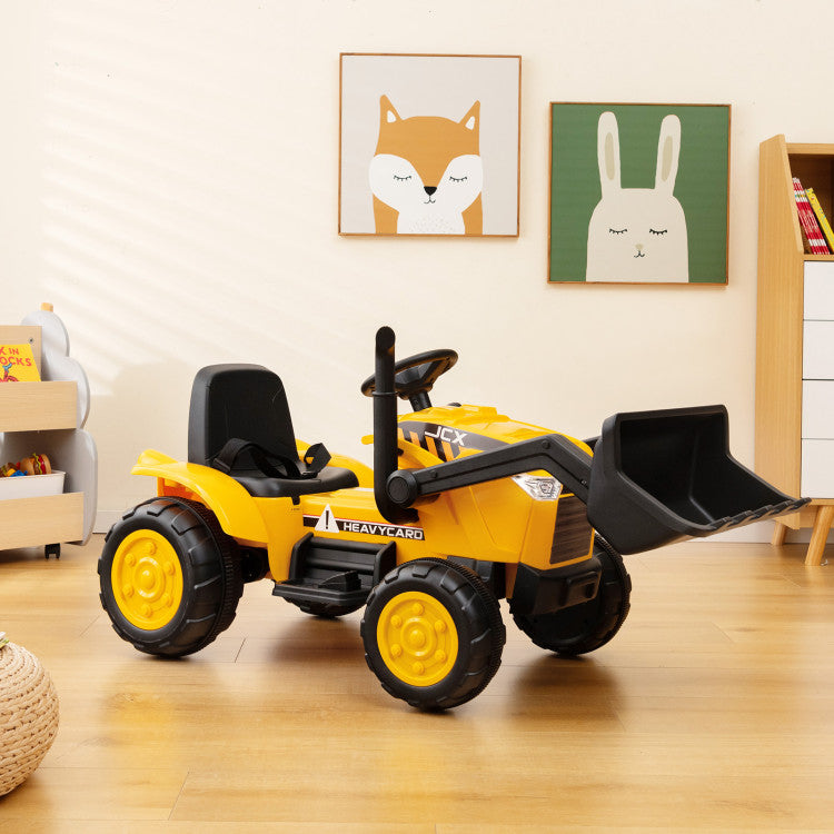 12V Kid's Ride on Excavator with Adjustable Digging Bucket and Remote Control