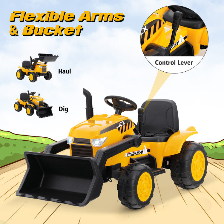 12V Kid's Ride on Excavator with Adjustable Digging Bucket and Remote Control