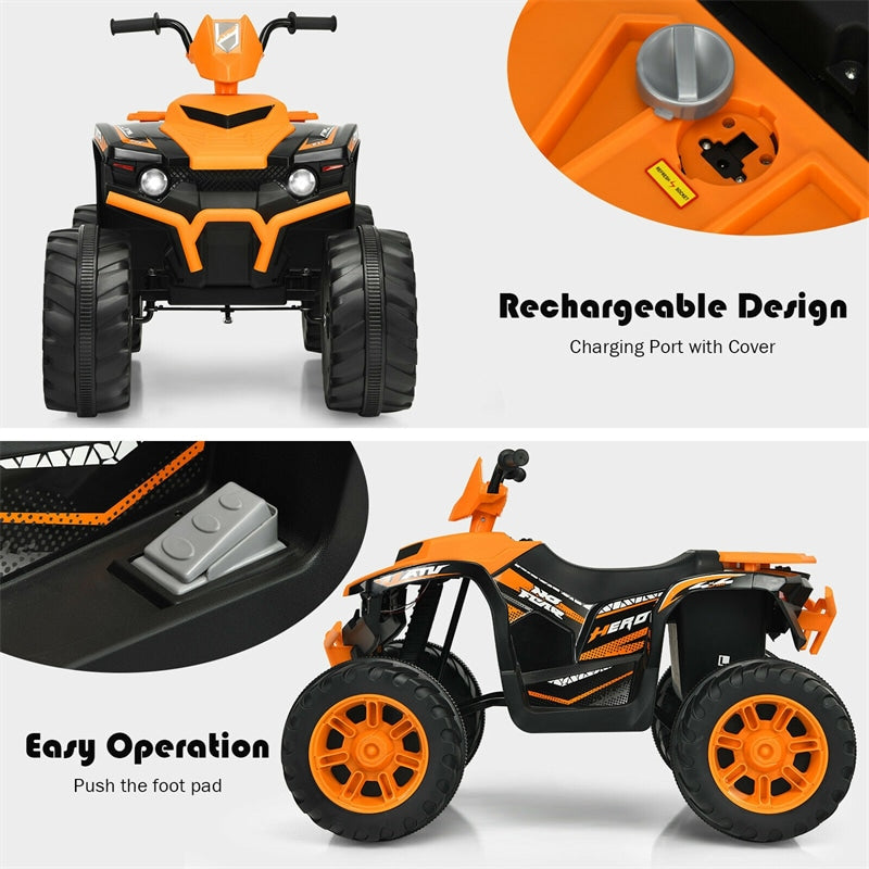 12V Kids Ride On ATV Quad 4-Wheeler Ride On Car Electric Vehicle with LED Lights & Music