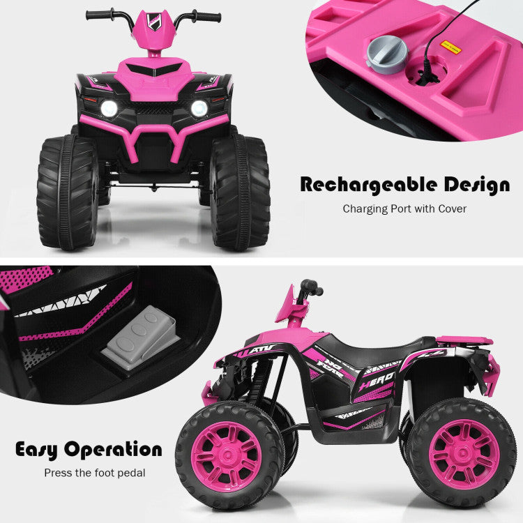 12V Kids Electric 4-Wheeler ATV Quad Ride On Car with LED Light