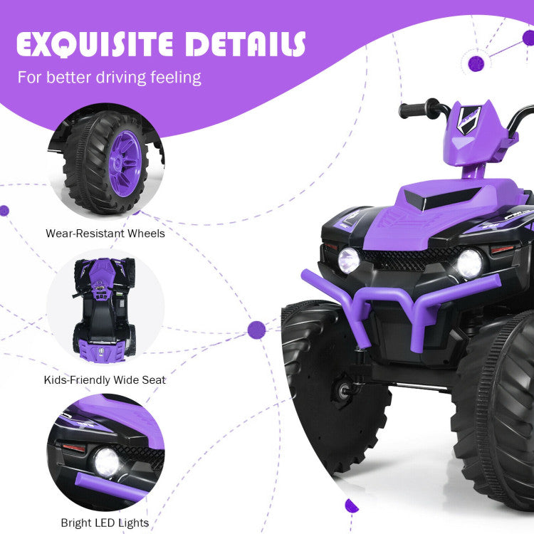 12V Kids Electric 4-Wheeler ATV Quad Ride On Car with LED Light