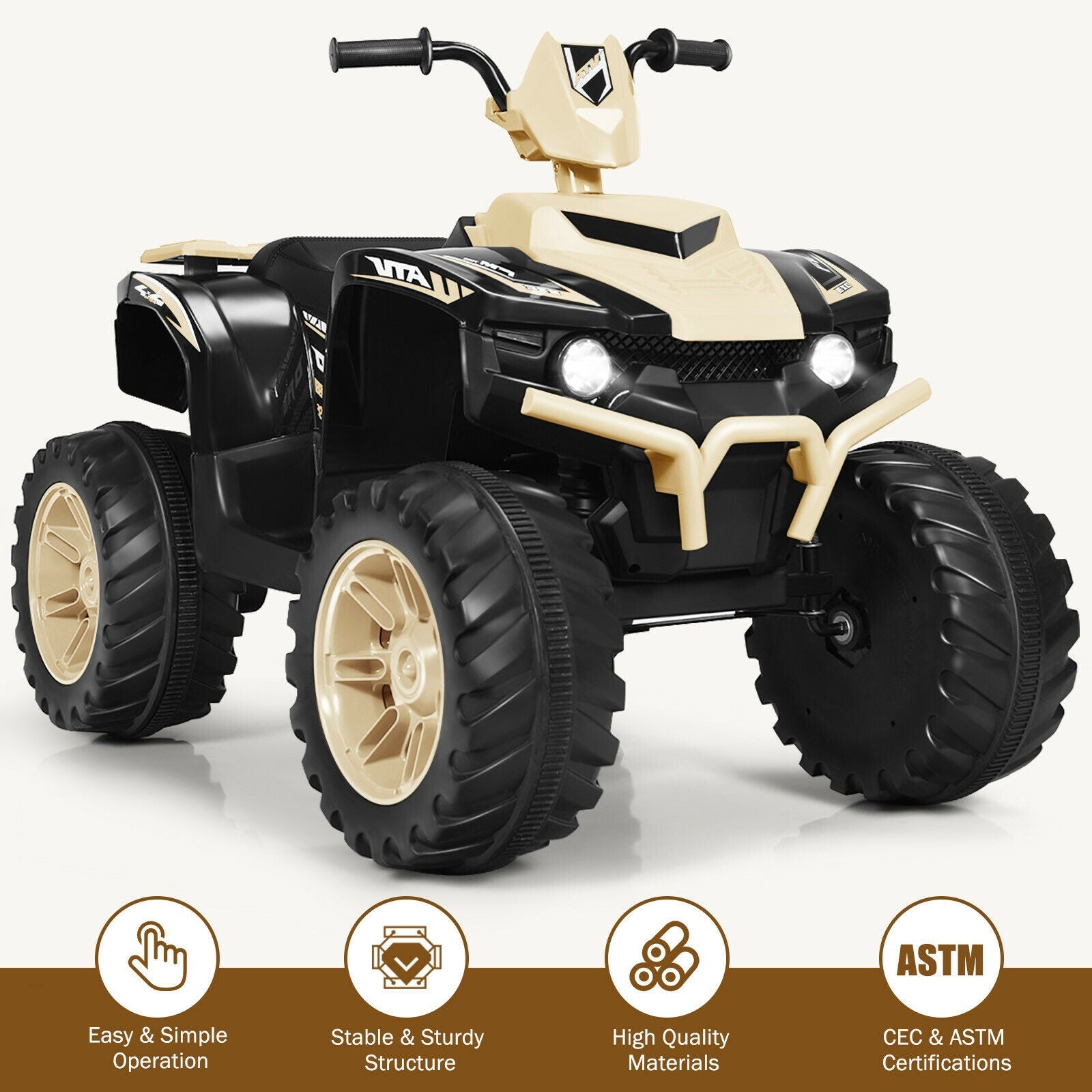 12V Kids Electric 4-Wheeler ATV Quad Ride On Car with LED Light