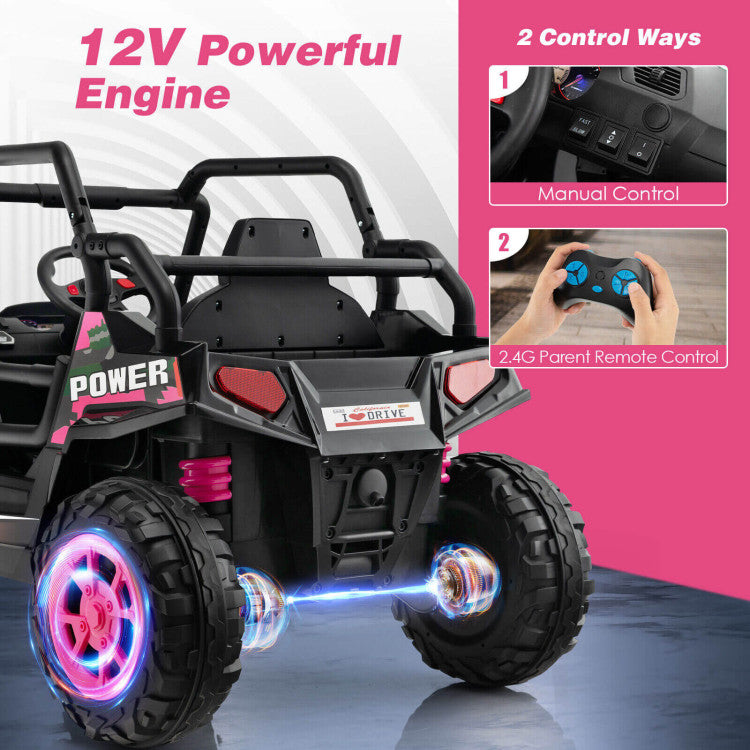 12V Kids Powered Wheels Ride on Toy Car with 2.4G Remote Control Music and LED Lights
