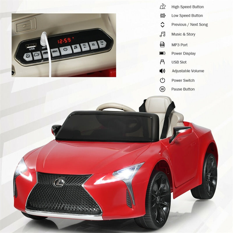 12V Battery Powered Kids Ride on Car Lexus LC500 Licensed Electric Vehicle with Remote Control & LED Lights