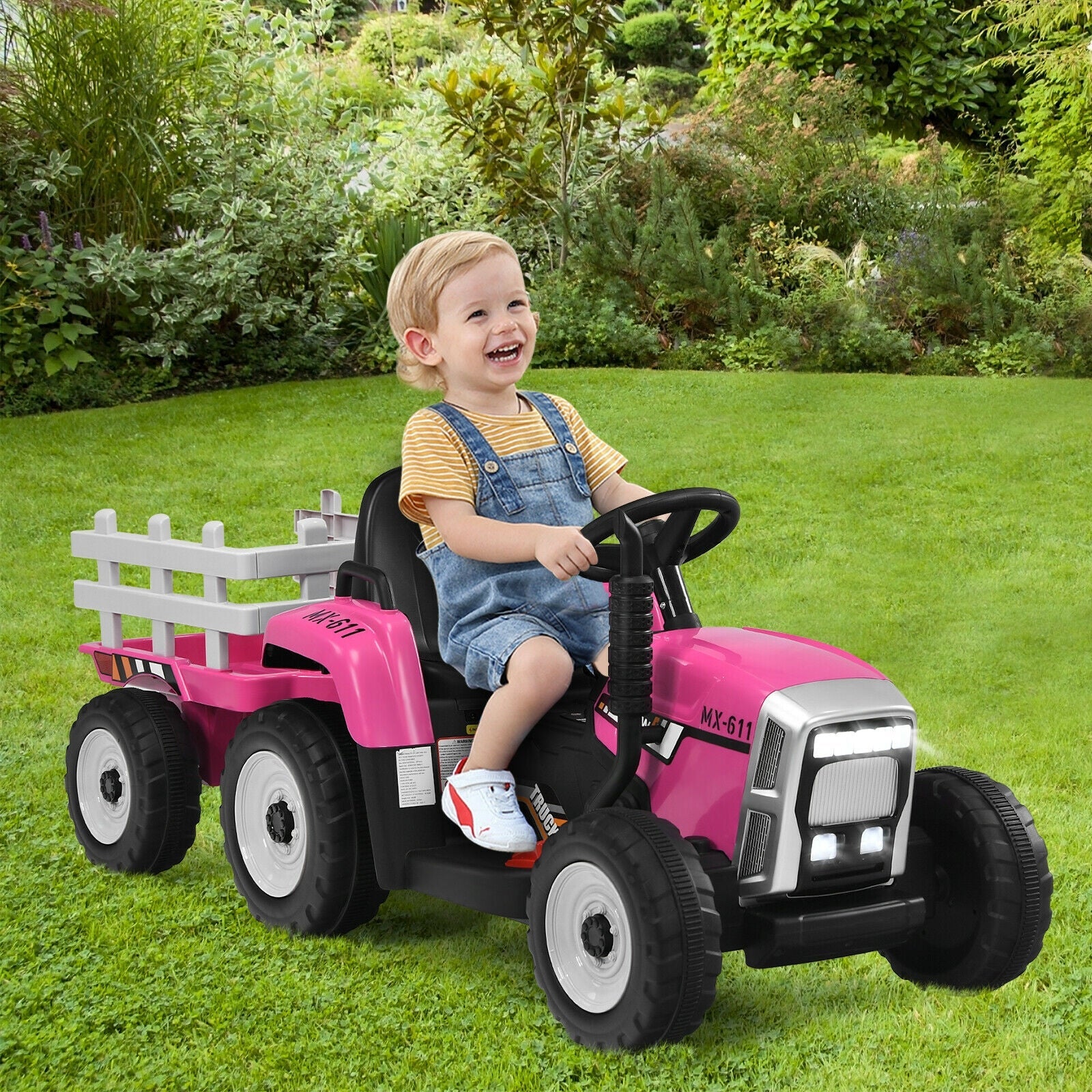 12V Ride-on Tractor with 3-Gear-Shift & Remote Control for Kids 3+ Years Old