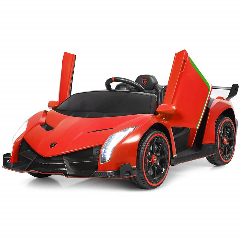 2-Seater Kids Ride On Car 12V Licensed Lamborghini Poison Electric Vehicle with Remote Control & LED Lights Swing Mode