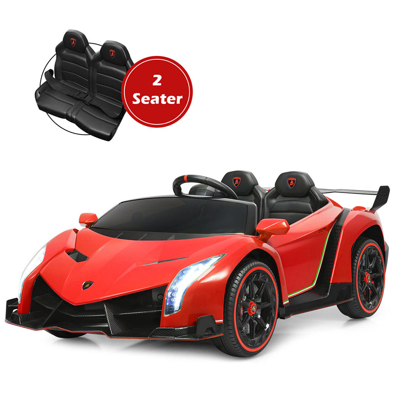 2-Seater Kids Ride On Car 12V Licensed Lamborghini Poison Electric Vehicle with Remote Control & LED Lights Swing Mode