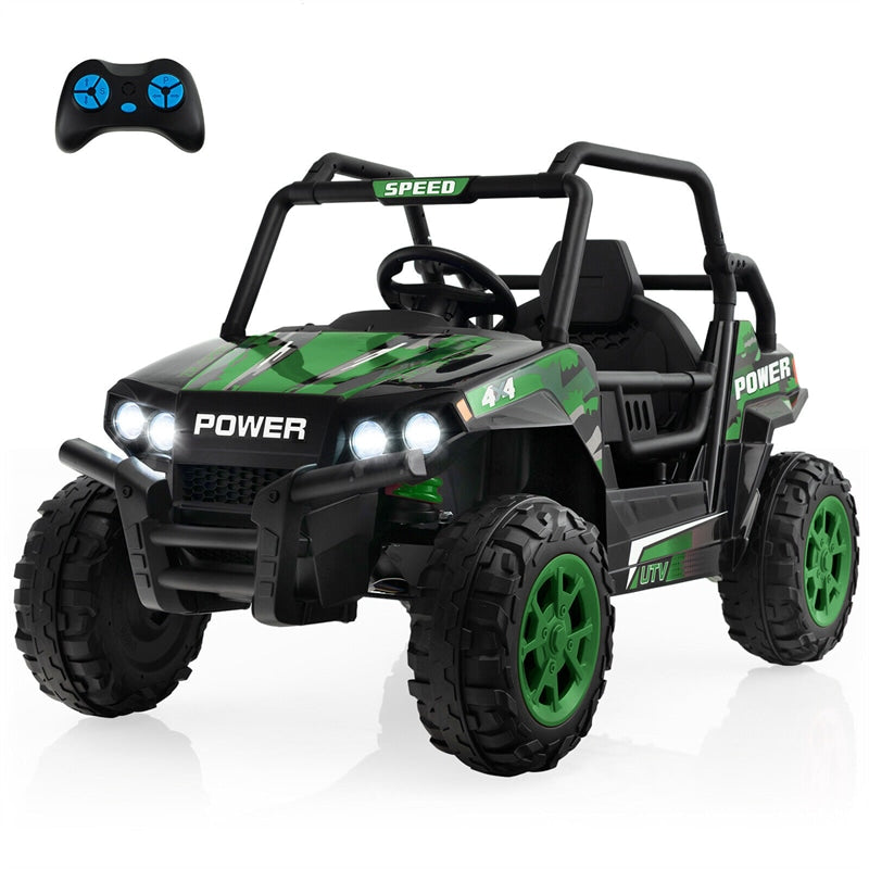 Kids Ride-on UTV Car 12V Battery Powered Electric Off-Road Buggy with Remote Control LED Lights Music