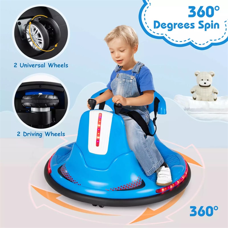 Toddler Bumper Car 12V Battery Powered Kids Electric Ride On Bumper Car Toy with Remote Control, Dual Joystick & Flashing LED Lights