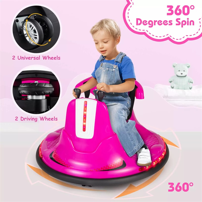 Toddler Bumper Car 12V Battery Powered Kids Electric Ride On Bumper Car Toy with Remote Control, Dual Joystick & Flashing LED Lights