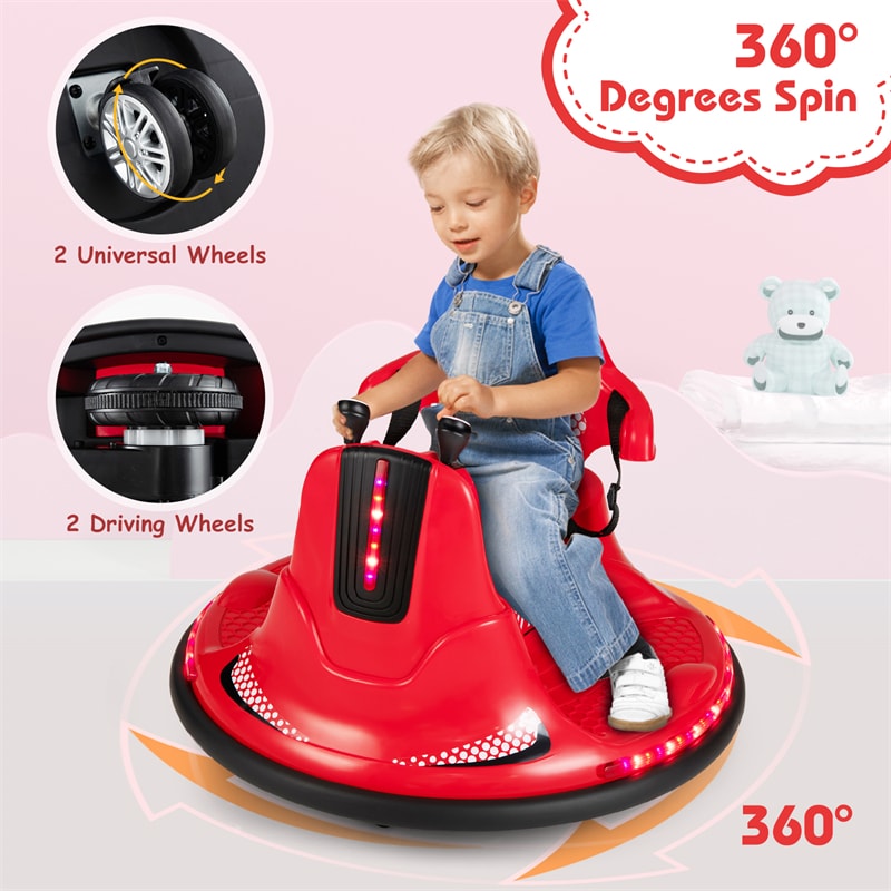 Toddler Bumper Car 12V Battery Powered Kids Electric Ride On Bumper Car Toy with Remote Control, Dual Joystick & Flashing LED Lights