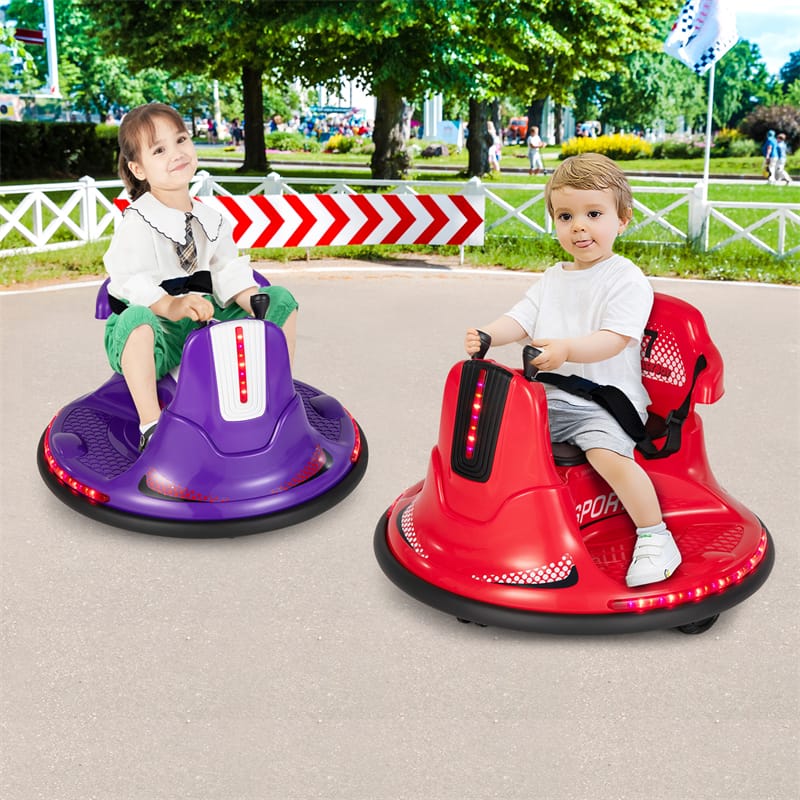 Toddler Bumper Car 12V Battery Powered Kids Electric Ride On Bumper Car Toy with Remote Control, Dual Joystick & Flashing LED Lights