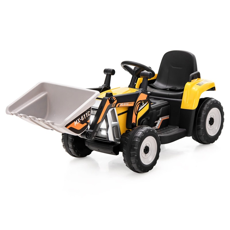 12V Kids Ride-On Excavator Tractor Car Electric Construction Vehicle with Adjustable Digging Bucket & Remote Control