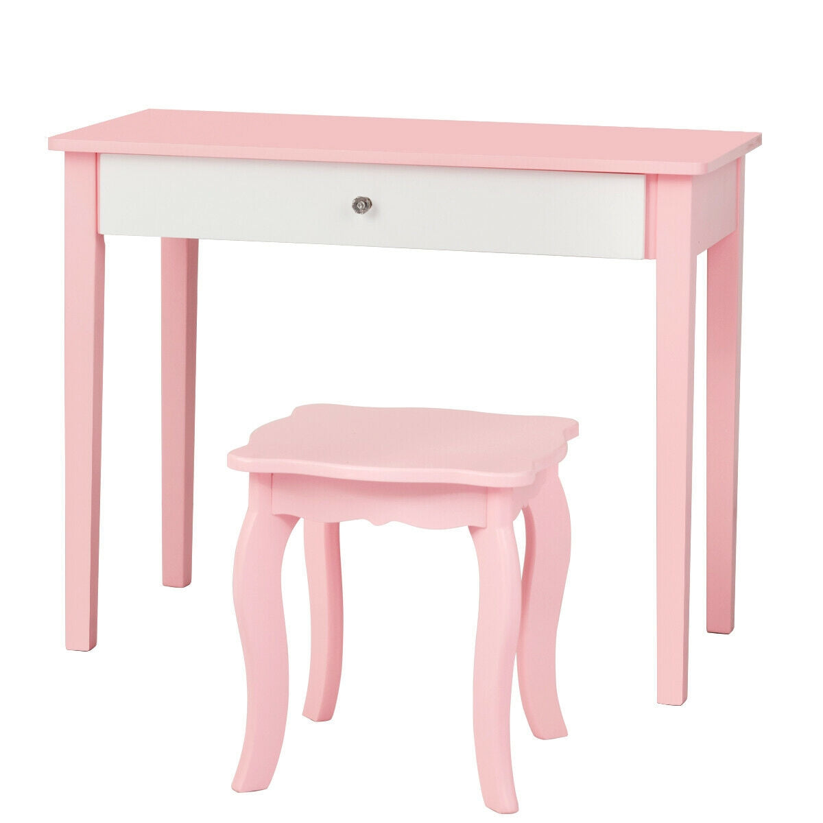 Kids Princess Make Up Dressing Table with Tri-folding Mirror and Chair