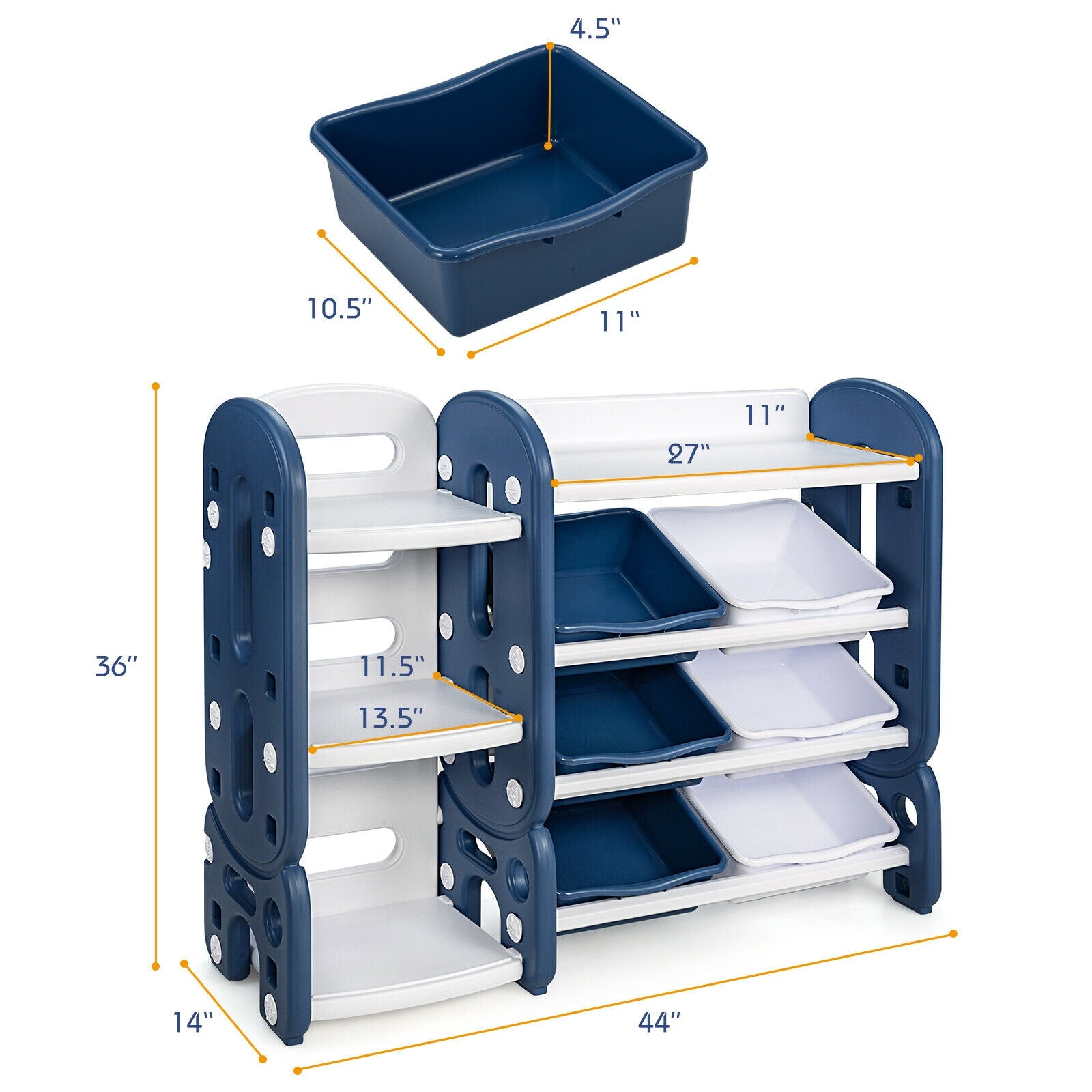 Kids Toy Storage Organizer with Bins and Multi-Layer Shelf for Living room and Playroom