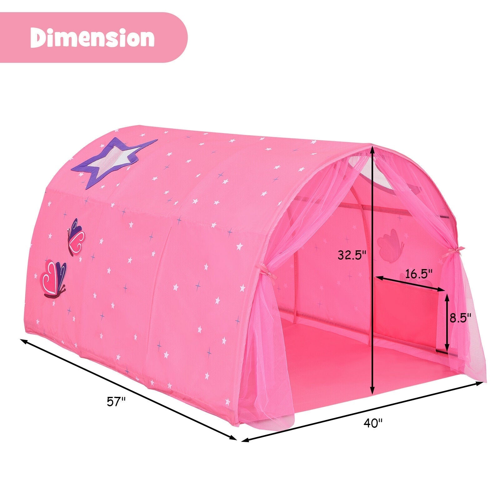 Kids Galaxy Starry Sky Dream Portable Kids Bed Play Tent with Double Net Curtain