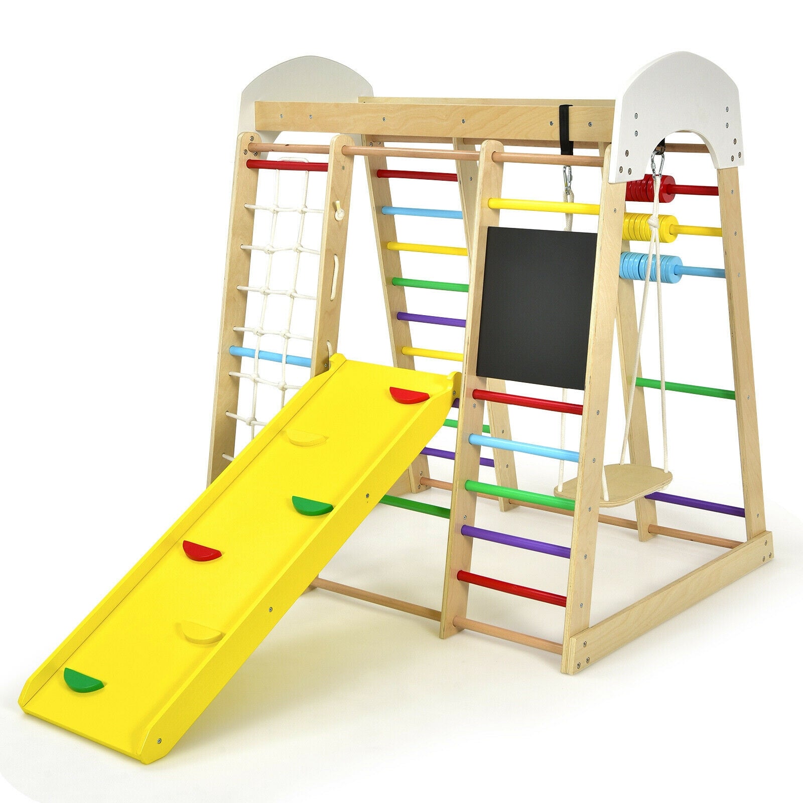 Indoor Playground Climbing Gym Wooden 8 in 1 Climber Playset for Children