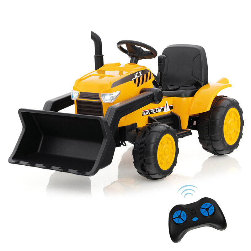 Kids Ride On Excavator 12V Battery Powered Wheel Loader Ride-on Bulldozer Construction Vehicle with Remote Control & Adjustable Digging Bucket